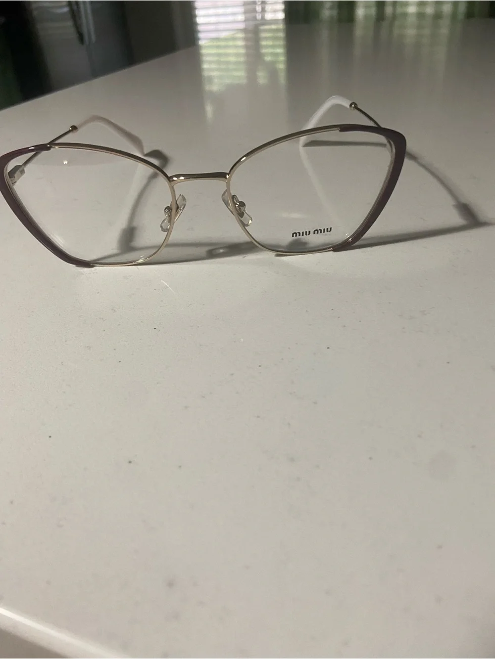 Miu Miu Cat-Eye Metal Frame Glasses in Lavender and Gold new without tags